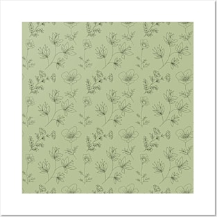 Green Floral Pattern #2 Posters and Art